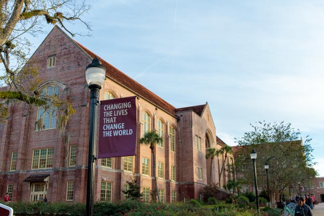 A brick building